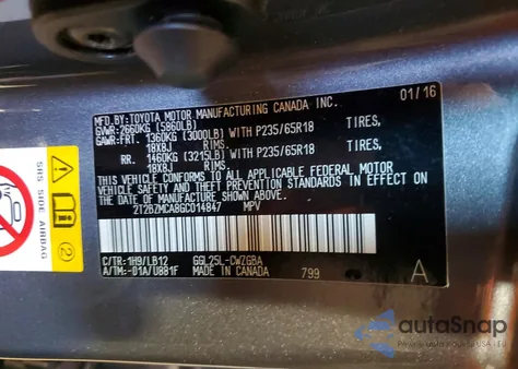 2016 Lexus Rx 350 Base z USA, uszkodzony, nr VIN 2T2BZMCA8GC014847